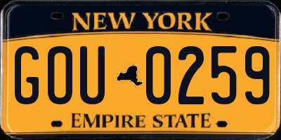 NY license plate GOU0259