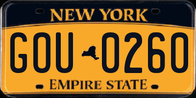 NY license plate GOU0260