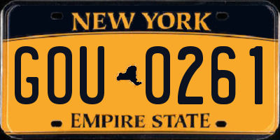 NY license plate GOU0261