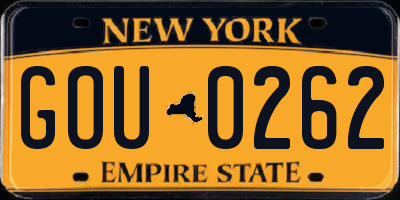 NY license plate GOU0262
