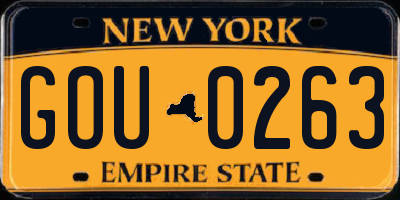NY license plate GOU0263