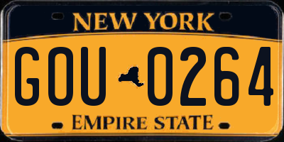 NY license plate GOU0264