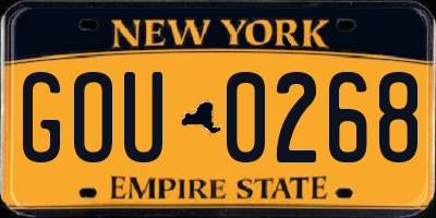 NY license plate GOU0268