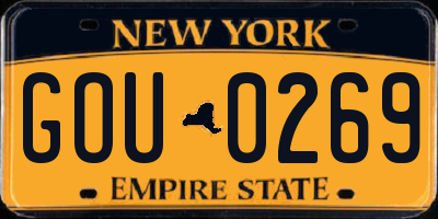 NY license plate GOU0269