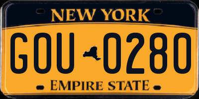NY license plate GOU0280
