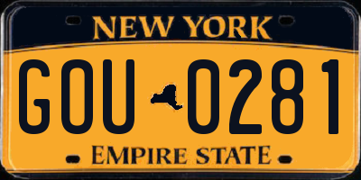 NY license plate GOU0281