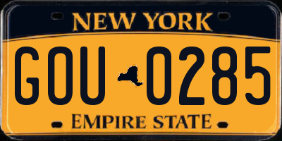 NY license plate GOU0285