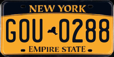 NY license plate GOU0288