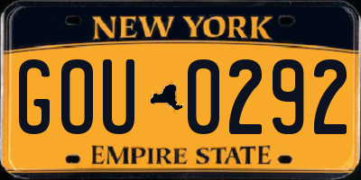 NY license plate GOU0292