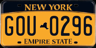 NY license plate GOU0296