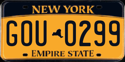 NY license plate GOU0299