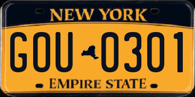 NY license plate GOU0301