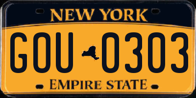 NY license plate GOU0303