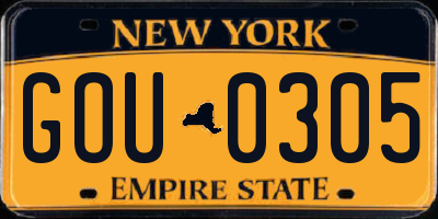NY license plate GOU0305