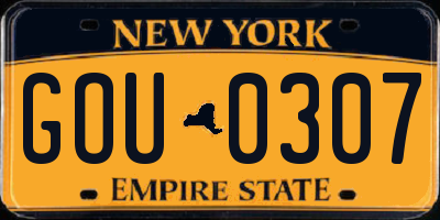 NY license plate GOU0307