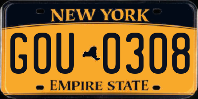 NY license plate GOU0308