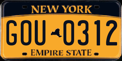 NY license plate GOU0312