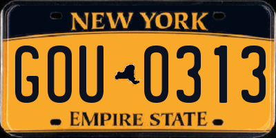 NY license plate GOU0313