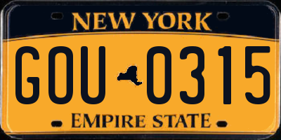 NY license plate GOU0315