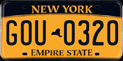 NY license plate GOU0320