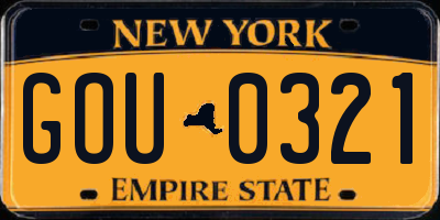 NY license plate GOU0321