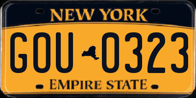 NY license plate GOU0323
