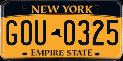 NY license plate GOU0325