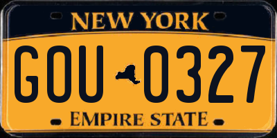 NY license plate GOU0327