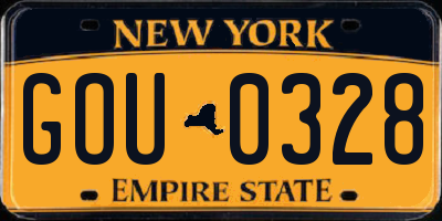 NY license plate GOU0328