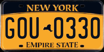 NY license plate GOU0330