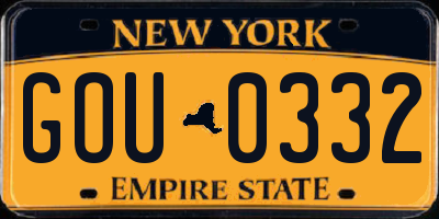 NY license plate GOU0332
