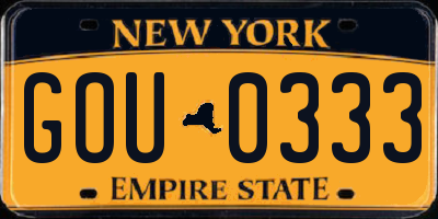 NY license plate GOU0333