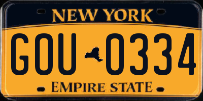 NY license plate GOU0334