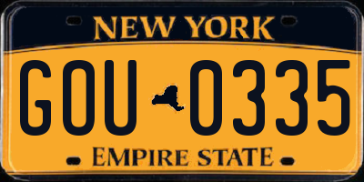 NY license plate GOU0335
