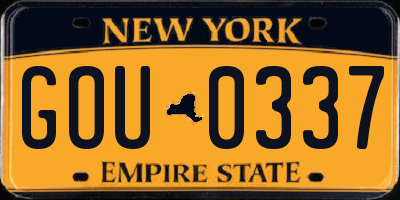 NY license plate GOU0337
