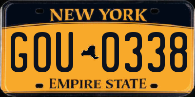 NY license plate GOU0338