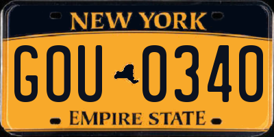 NY license plate GOU0340
