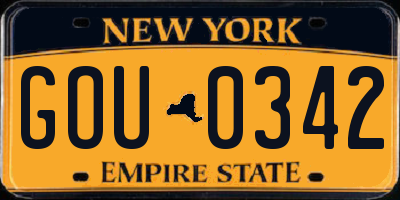 NY license plate GOU0342