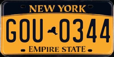 NY license plate GOU0344