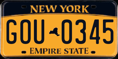 NY license plate GOU0345
