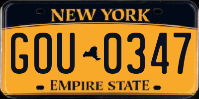 NY license plate GOU0347