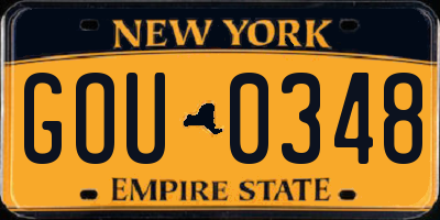 NY license plate GOU0348