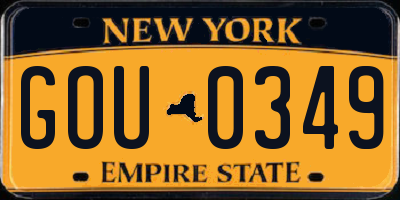 NY license plate GOU0349
