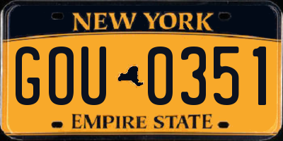 NY license plate GOU0351