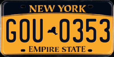 NY license plate GOU0353