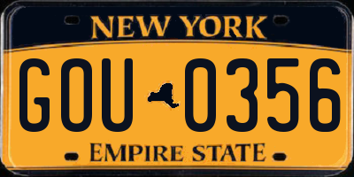 NY license plate GOU0356