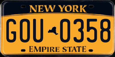 NY license plate GOU0358