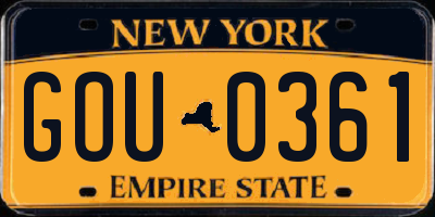 NY license plate GOU0361