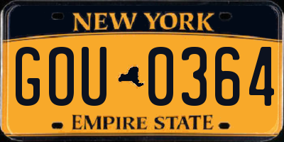 NY license plate GOU0364