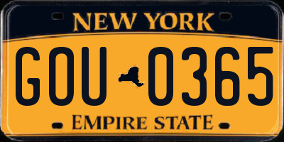 NY license plate GOU0365